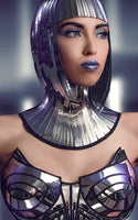 chrome neck corset armour posture necklace gothic choker in chrome slave collar futuristic bdsm fetish steampunk cyber goth lacer