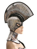2 piece gladiator spartan mask and mohawk warrior headpiece armor sci fi  futuristic steampunk cyber headdress cybergoth divamp couture