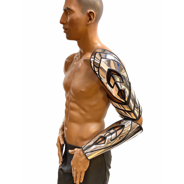 shoulder armor , robot arm , cyborg arm armour , mechanical arm, futuristic prosthetic men or women