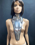 Bib High Posture collar , part of Sorayama meets Giger costume neck corset necklace, metallic gothic choker futuristic fetish cyberpunk