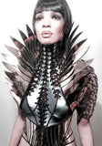 spike wing bolero for women , sci fi robot futuristic stole steampunk shrug cybergoth wrap armor fetish by divamp couture
