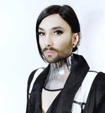 chrome neck corset, armour posture collar, chain gothic choker in chrome, slave collar futuristic bdsm fetish steampunk cyber goth lacer