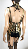 Meccano goud korset burlesque fetish pvc steampunk cosplay pantser scifi kleding futuristische cybergothische gothic lady gaga brandende man