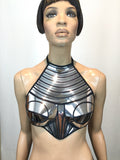 cleopatra armour corset halter top, sci fi costume top,lady ga bra,rave bra, burning the man, cyberpunk, steampunk, futuristic clothing