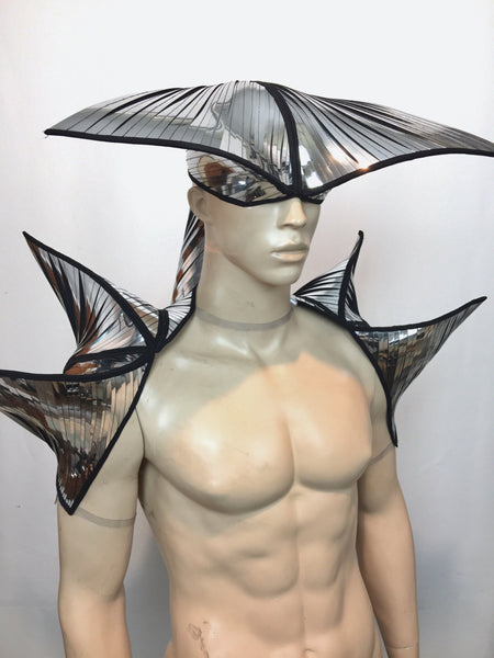 Manta ray shoulder pads, chrome spiked backpiece, dragon vest