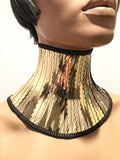 gold stance neck collar, gothic choker steampunk cyber goth