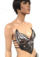 Organic shaped bustier top, futuristic, sci fi, metallic chrome , burlesque top, futuristic wear,show costume, theatre,performer