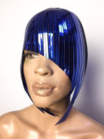 Asymmetric A line wig , metallic hairdress ,Jessica Rabbit hairpiece bobcut headpiece metal futuristic