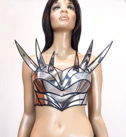 Spike bustier corset top, futuristic costume top,,rave bra , cyberpunk, cybergoth steampunk, futuristic clothing, fusion bra