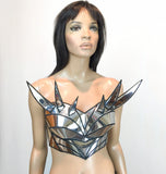 Spike bustier top, metallic rave bh, cyberpunk, cybergoth steampunk, fusion