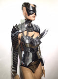 Spike bustier top, metallic rave bh, cyberpunk, cybergoth steampunk, fusion