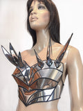 Spike bustier corset top, futuristic costume top,,rave bra , cyberpunk, cybergoth steampunk, futuristic clothing, fusion bra