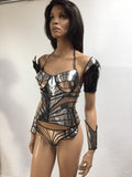 Futuristic Chrome clear cincher, waist belt waspie, underbust cincher, goth,robot costume cyber,cosplay,avantgarde, burlesque, futuristic, s