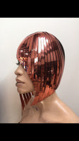 Asymmetric A line wig , metallic hairdress ,Jessica Rabbit hairpiece bobcut headpiece metal futuristic