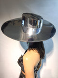 Asymmetric and Futuristic chrome Zorro big hat ,Big brim ,floppy hat ,fedora ,including see through mirror visor