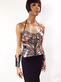 Chrome prototype Bustier, rave bh, cybergoth bh, lady gaga, robot kostuum, burlesque, pinup divamp couture ,Ready to ship out