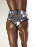 Metallic High Waist Bex Thong, Shorts, Bottom,Briefs, Silver Shorts, Futuristic Costume.Ready to ship out