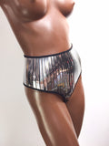 Metallic High Waist Bex Thong, Shorts, Bottom,Briefs, Silver Shorts, Futuristic Costume.Ready to ship out