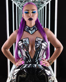 Divamp knight corset, robot costume futuristic cosplay corset, sci fi costume, burning man, steampunk, futuristic clothing