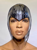 2 tone owl forehead Cleopatra metallic wig hairdress in chrome or gold egyptian goddess wig bob hairpiece bobcut headpiece metal futuristic