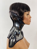 Omkeerbare hoge houdingskraag, korsetketting met baleinen, metalen gotische choker fetish steampunk cyber goth lacer