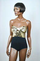 Divamp Couture Cleopatra Bustier, Egyptian goddess top, metallic corset