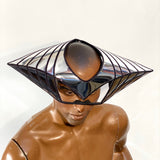 Ufo goggles headpiece ,robot , futuristic cyber eyewear , silver face mask, 16.5 inch width