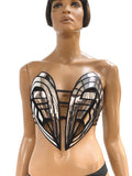 Futuristic fembot robot top, futuristic clothing, rave festival costume, designer wear, burning man