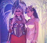 2 piece cyborg cyber robot, single arm, futuristic spartan armor divamp couture, cyberpunk