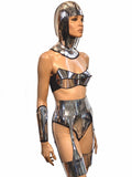 Bandeau-top bh, strapless cybergoth-top, futuristisch kostuum van divamp couture