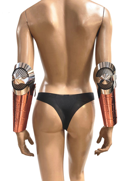 Pair robot cone cuffs , gauntlets , steampunk sleaves cyborg