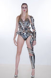 Futuristic fembot robot top, futuristic clothing, rave festival costume, designer wear, burning man