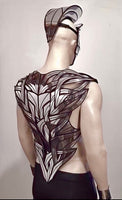 organic chrome back plate futuristic armor rear plate men