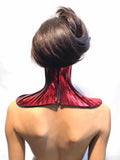 Red metallic neck corset, necklace gothic choker, cybergoth collar