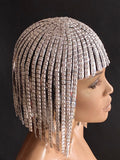 Diamond Silver WIG ,Cleopatra metallic wig, hairdress egyptian wig, bob wig ,hairpiece headpiece metal futuristic Divamp Couture wig