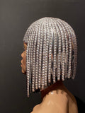 Diamond Silver WIG ,Cleopatra metallic wig, hairdress egyptian wig, bob wig ,hairpiece headpiece metal futuristic Divamp Couture wig