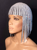 Diamond Silver WIG ,Cleopatra metallic wig, hairdress egyptian wig, bob wig ,hairpiece headpiece metal futuristic Divamp Couture wig