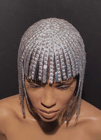 Diamond Silver WIG ,Cleopatra metallic wig, hairdress egyptian wig, bob wig ,hairpiece headpiece metal futuristic Divamp Couture wig