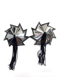 Chrome pasties with tassels, burlesque , showgirl