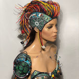 Computer love mohawk helmet wig cyberpunk headpiece from divamp couture futuristic