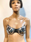 rave bra, cybergoth top, futuristic costume, metallic top, divamp couture
