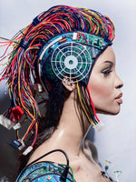 Computer love mohawk helmet wig cyberpunk headpiece from divamp couture futuristic