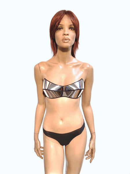 Bandeau-top bh, strapless cybergoth-top, futuristisch kostuum van divamp couture