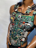 computer love chest plate, bust plate for men , futuristic cyberpunk