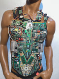 Computer love ,male Breast plate , futuristic cyberpunk