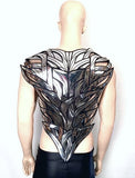 organic chrome back plate futuristic armor rear plate men