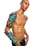 Complete single cyborg computer arm piece, cyber robot arm, futuristic spartan armor, divamp couture, cyberpunk
