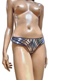 Wing chrome embroidered bottoms thong,silver string slip ,silver thong , dancer pants , cybergoth, futuristic clothing,gogo bottoms