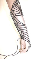 clear embroidered gauntlets arm cuffs futuristic sci fi fingerless gloves slave cuffs cybergoth steampunk bracelets