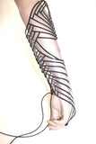 clear embroidered gauntlets arm cuffs futuristic sci fi fingerless gloves slave cuffs cybergoth steampunk bracelets